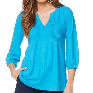 Lilly‎ Pulitzer Braylen Ariel Blue Quarter Sleeve Top Size XS